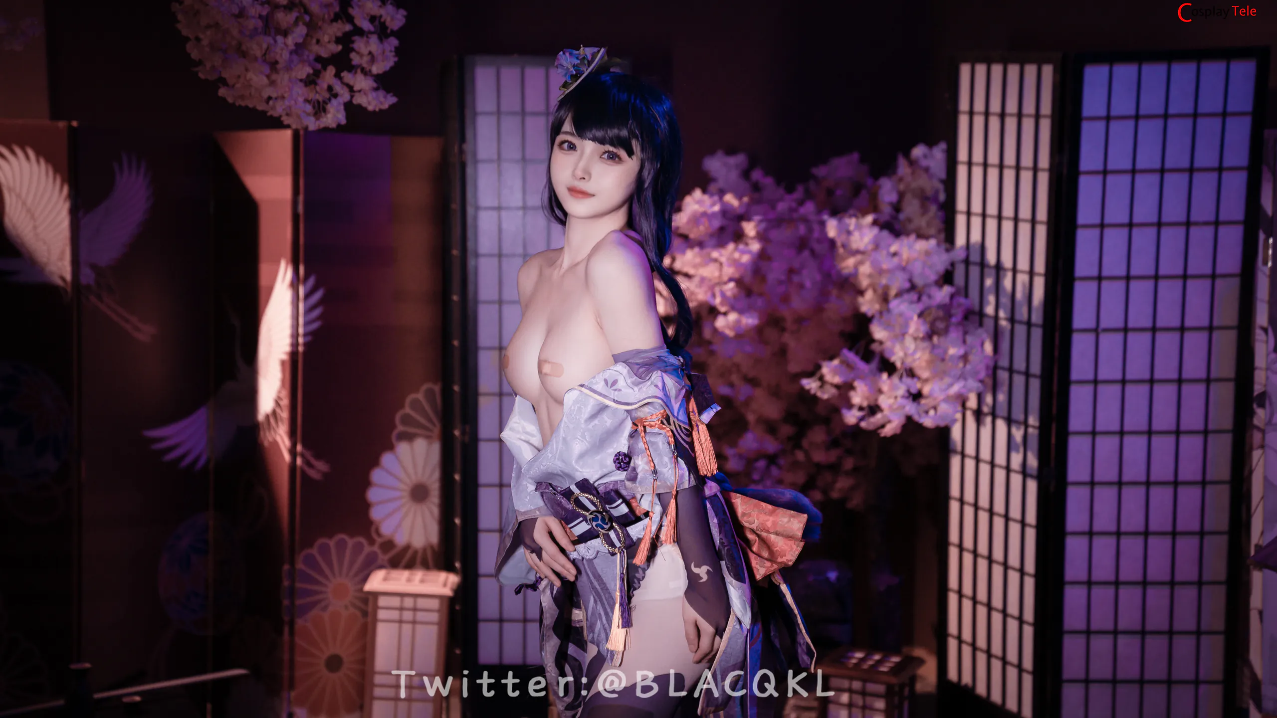 Blacqkl (白莉爱吃巧克力) cosplay Raiden Shogun – Genshin Impact “57 photos” 第6张图