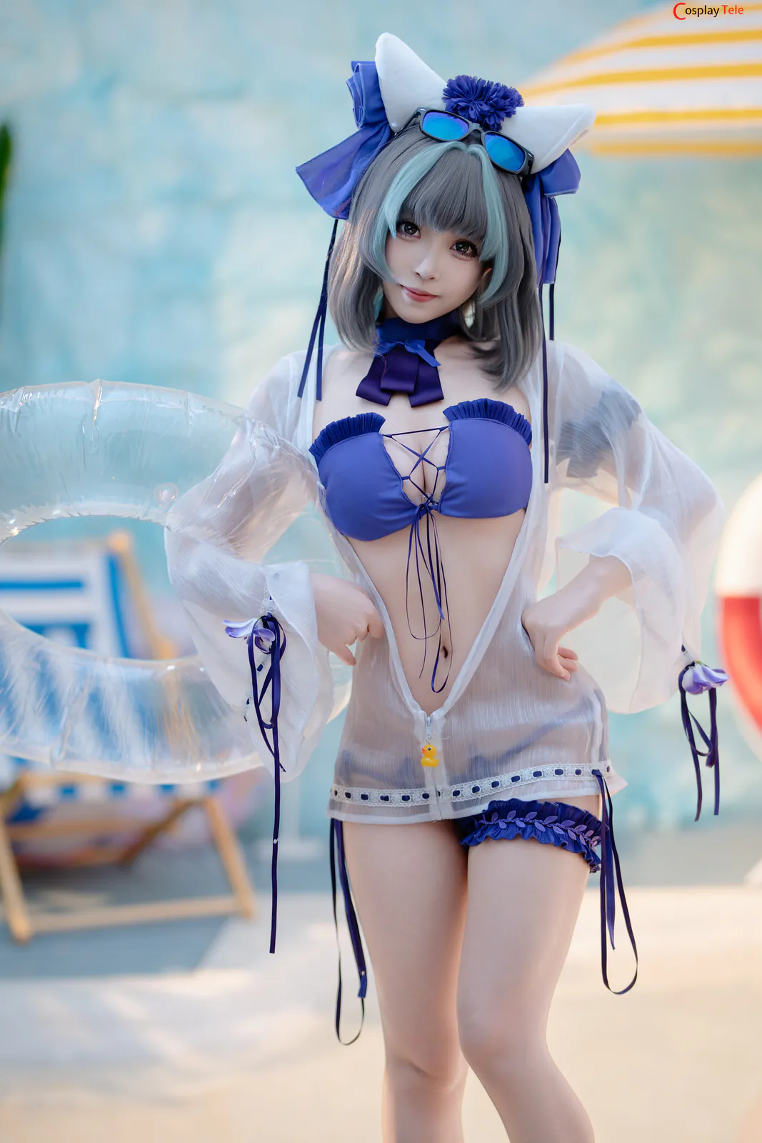 Bangni邦尼 cosplay Cheshire Swimsuit – Azur Lane “86 photos” 第1张图