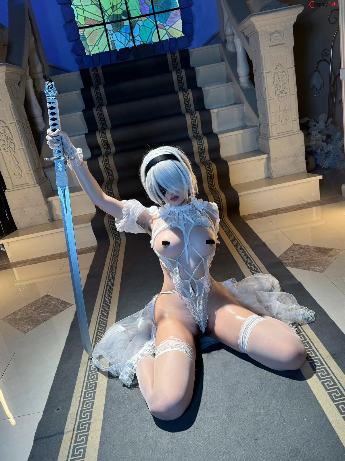 阿薰kaOri (axunkaOri) cosplay 2B White Flower Bride – Nier:Automata “67 photos” 第65张图