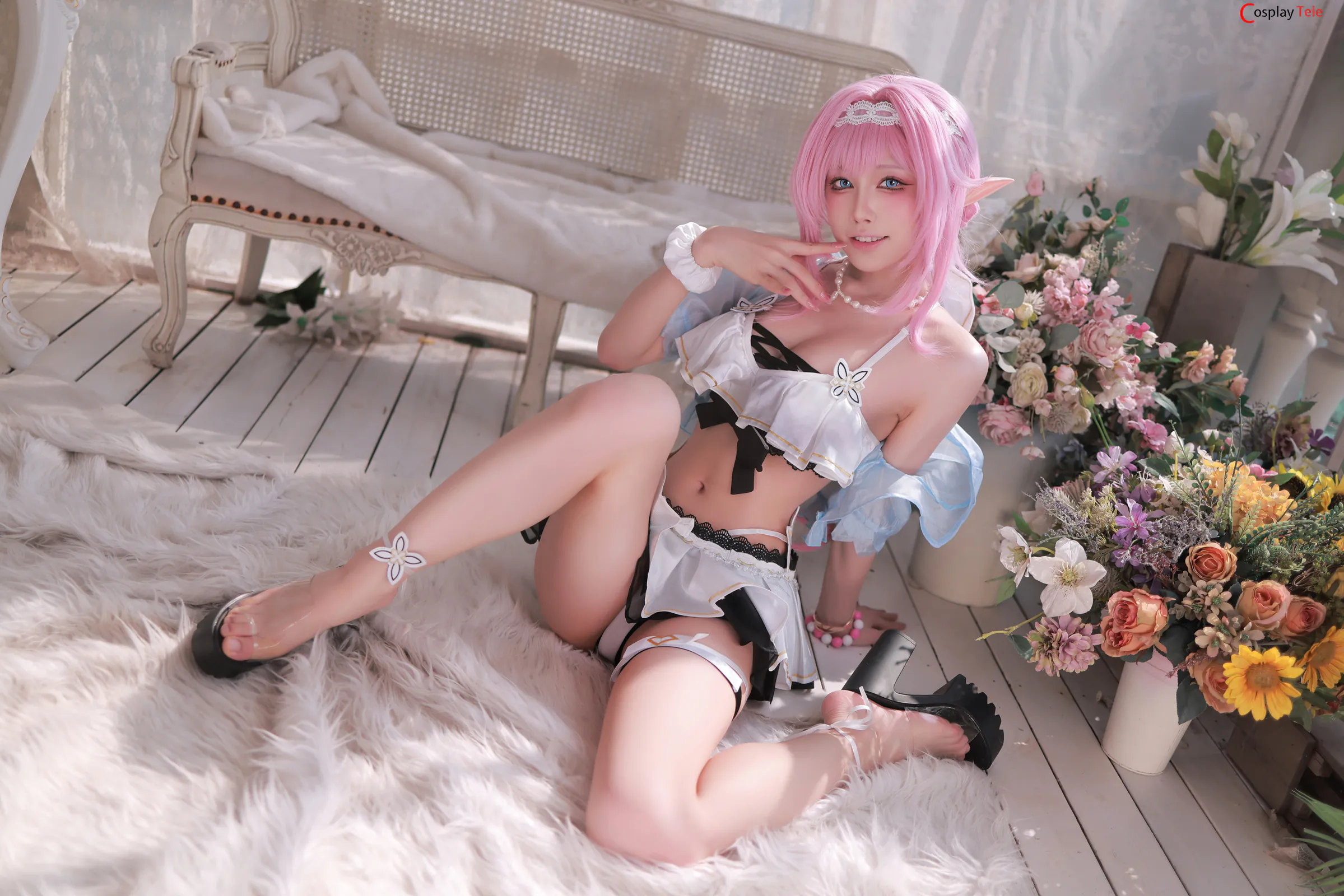 水淼Aqua cosplay Elysia Swimsuit – Honkai Impact 3 “52 photos” 第3张图