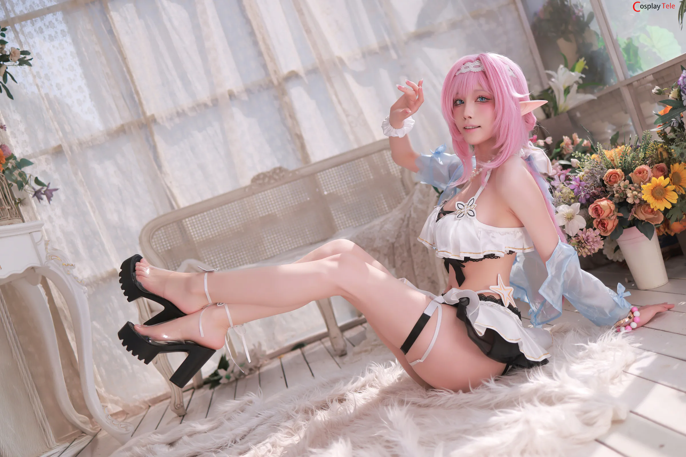 水淼Aqua cosplay Elysia Swimsuit – Honkai Impact 3 “52 photos” 第4张图