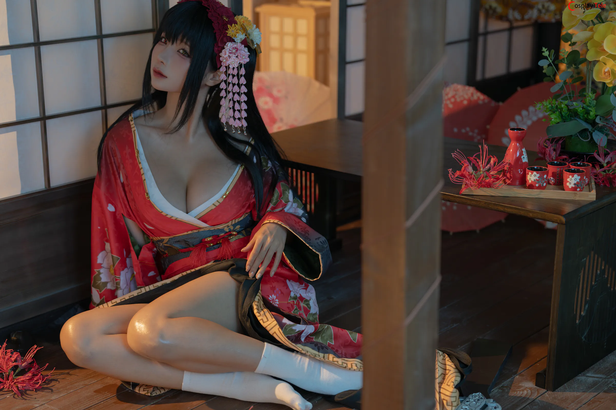 Chunmomo (蠢沫沫) cosplay Kurumi Tokisaki Kimono – Date A Live “261 photos and 9 videos” 第3张图